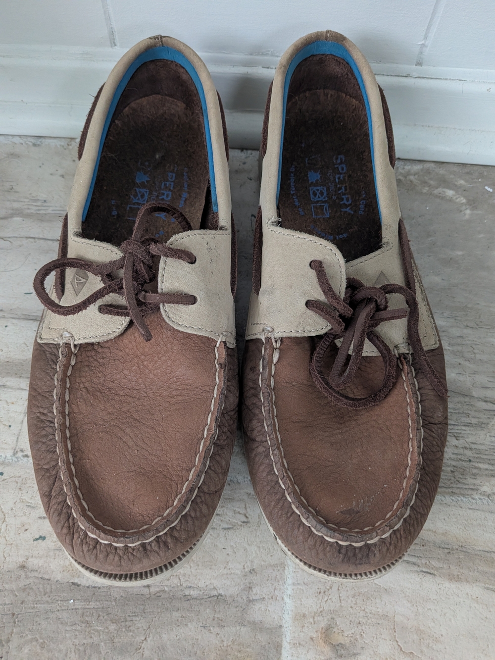 Sperry Two-Tone Brown and Beige Suede Leather Boat Shoes